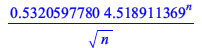 `+`(`/`(`*`(.5320597780, `*`(`^`(4.518911369, n))), `*`(`^`(n, `/`(1, 2)))))